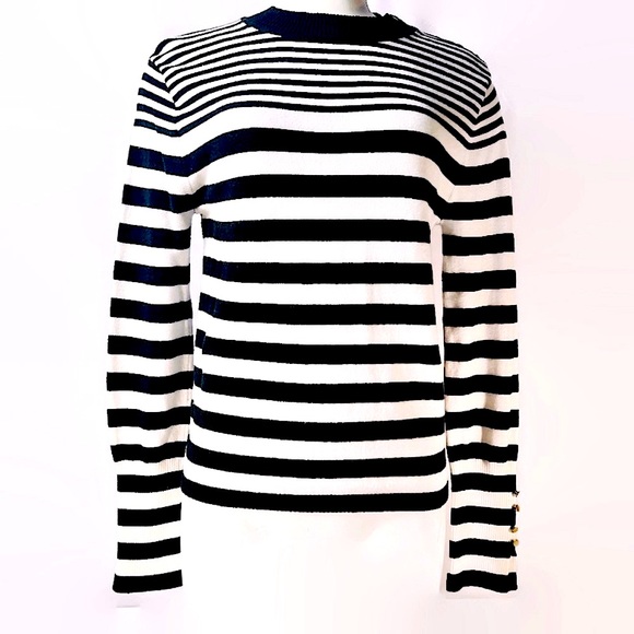 2 for$10 | Forever 21 | Black & White Stripes | XL Sleeves | Crew Neck | Sz Med - Picture 1 of 4